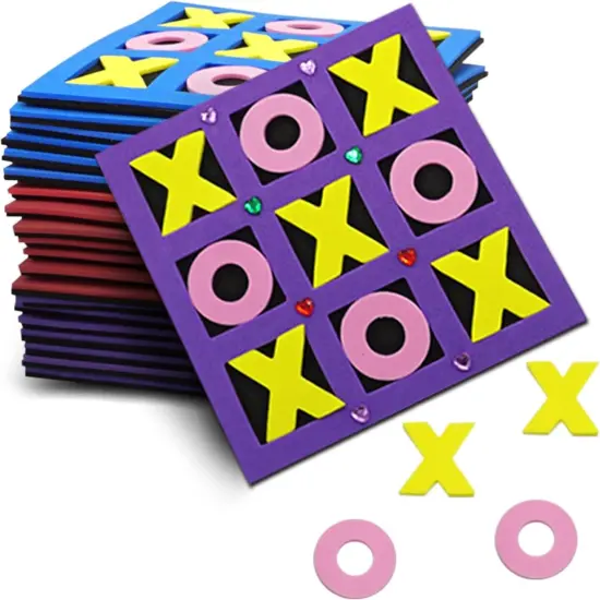 4E's Novelty 48 Pack Tic Tac Toe Game Bulk - Valentines Gifts for Kids, Classroom Exchange Toys {6}
