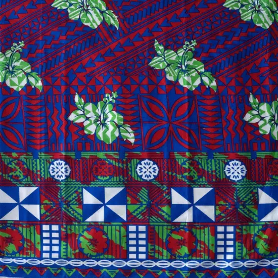 1 Yard Traditional Polynesian Geometric Flower Design 100% Cotton Fabric, 36in L x 44in W Royal {7}