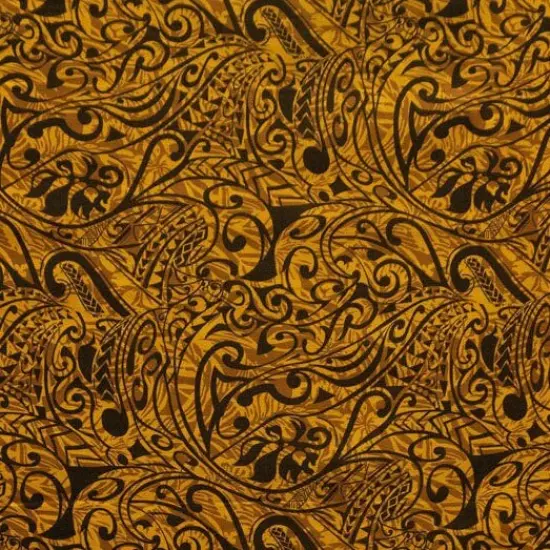 1 Yard Polynesian Tribal Stems & Leaves Cotton Light Barkcloth Fabric 36in L x 45in W Gray/Black {2}