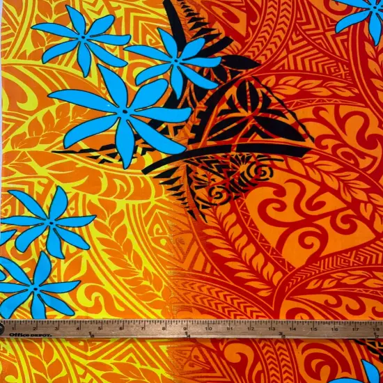 1 Yard Tiare Traditional Tattoo Gradient Cotton Fabric 44/45 Inches Width Green {5}