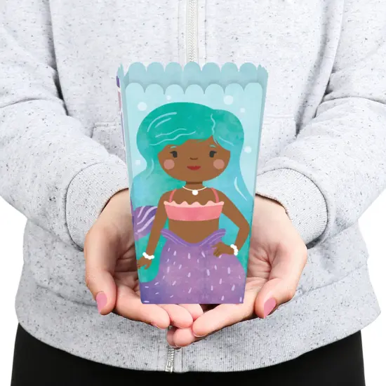 Big Dot of Happiness Mermaid Popcorn Boxes, Assorted Mermaids Birthday Party Favor Popcorn Treat Boxes - Set of 12 {5}