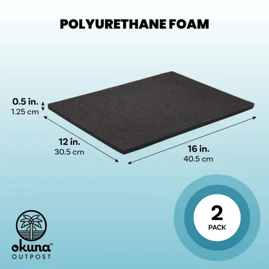 Okuna Outpost 2-Pack Packing Foam Sheets - 16x12x0.5 Customizable Polyurethane Insert Pads for Tool Case Cushioning, Crafts (Black) {3}