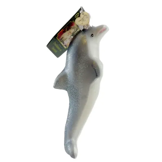 Old World Christmas 4.75 In Playful Dolphin Tree Ornament , Ornament Sea Ocean Mammal Blue {1}