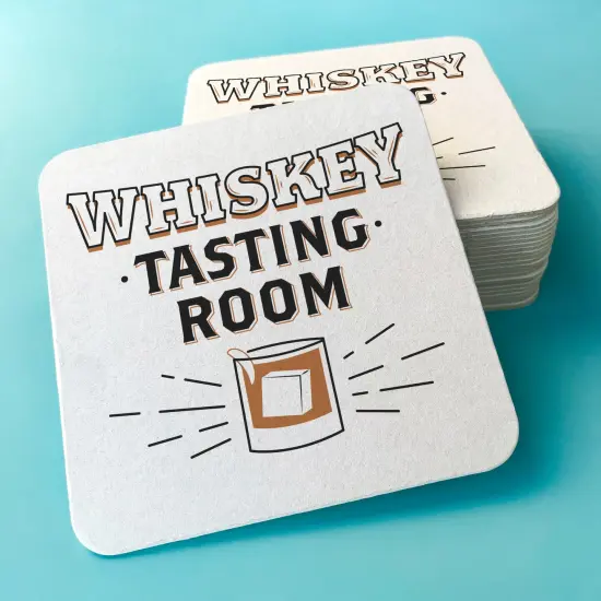 Big Dot of Happiness 25 Ct Whiskey Tasting Room Drink Coasters, 4-Inch Disposable Square Paper Coasters for Home Bar Accessories or Birthday Parties {4}