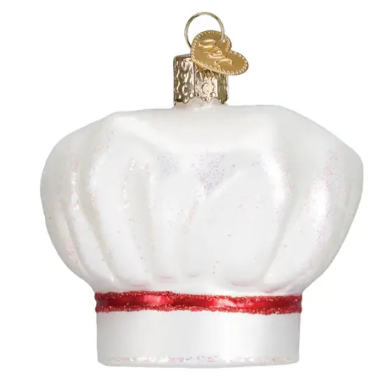 Old World Christmas 2.5 Inch Chef's Hat Christmas Tree Ornament , Toque Cook Food White {2}
