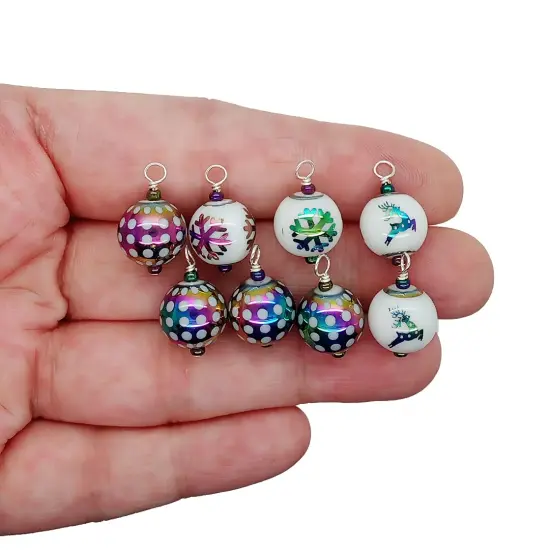 Mini Ornaments with Storage Box, 8 pc, Pretty Rainbow Patterned Baubles for Dollhouse, Adorabilities {2}