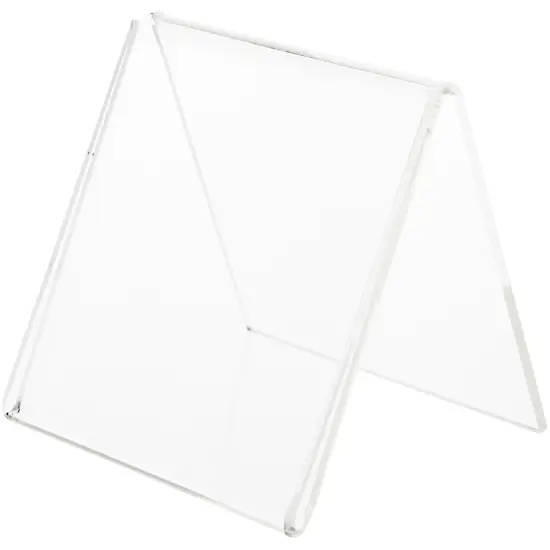 Plymor Clear Acrylic Folded A-Frame Holder for 1 Sign or Photo, 3.5" H x 3.5" W x 3" D {1}