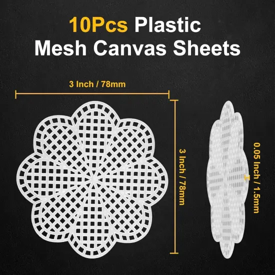 10 Pcs 7 Count 3 inch Mesh Plastic Canvas Flower Sheets, Blank Needlepoint Canvas for Embroidery, White Cross Stitch Plastic Mesh for DIY, Crochet Projects, Yarn Crafting, Knit, Needlework {3}