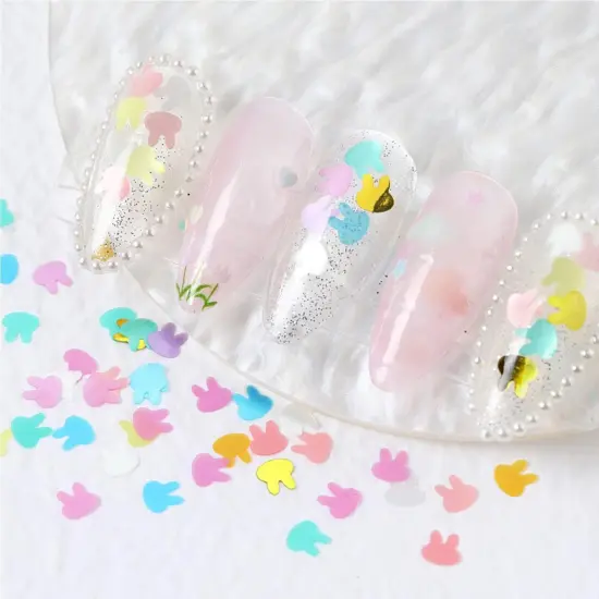 Rabbit Nail Art Glitter Sequins 12 Grids Nail Sequins 3D Holographic {3}