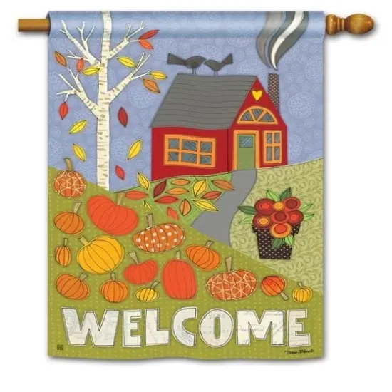 Pumpkin Patch Flag 2 Sided Vertical House Banner {1}