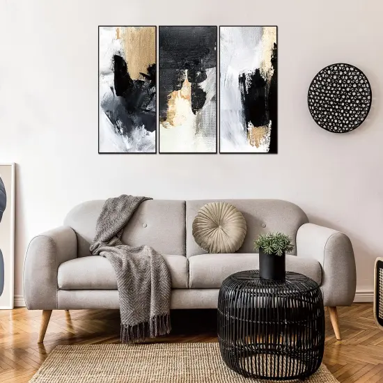 Whiteline Modern Living Inez 3-Piece 48""x24"" (each) Canvas Wall Art, Black PS Frame {1}