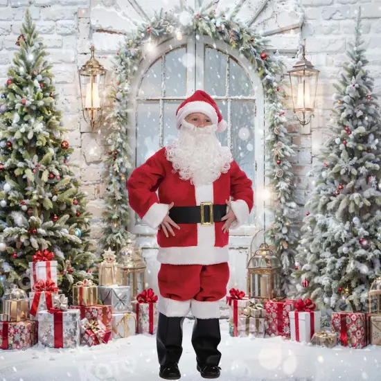 Childs Plush Santa Suit Red White Coat Pants Hat Belt and Beard Set {3}