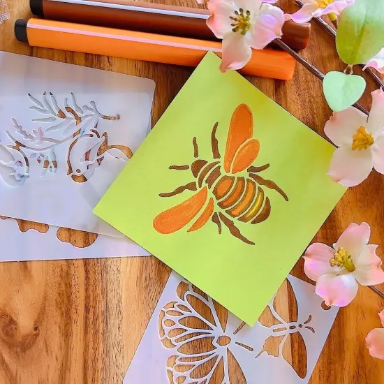 Stencils for Painting, 20PCS 3 Inch Plastic Butterfly & Bee Stencils {4}