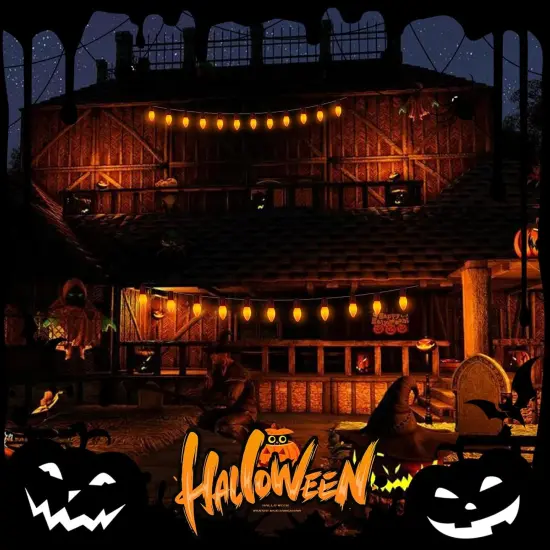 25Ft C9 LED Orange Halloween String Lights Outdoor Decorations {5}