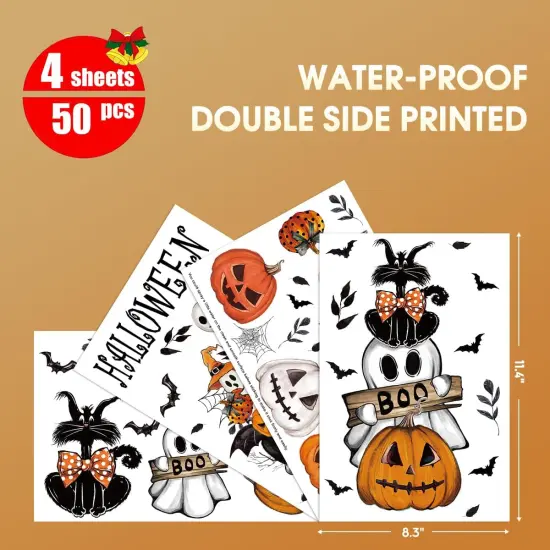 50 PCS Halloween Window Clings - Jack-O-Lantern Pumpkin {4}