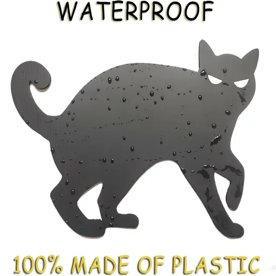 6Pack Halloween Black Cat Decorations Signs with Stakes Glow in the Dark Eyes {5}