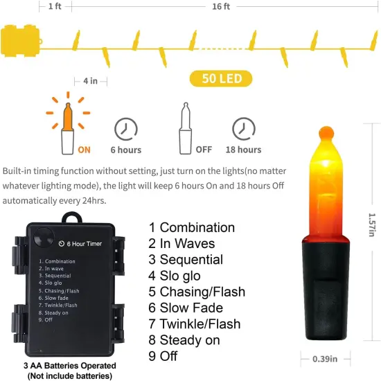 2 Pack 16 FT Mini String Light, 50 LED Outdoor Halloween Lights {4}