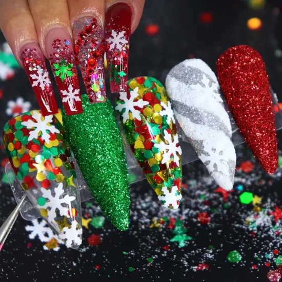 6 Boxes Christmas Nail Art Glitter Sequins 3D Holographic Winter {2}