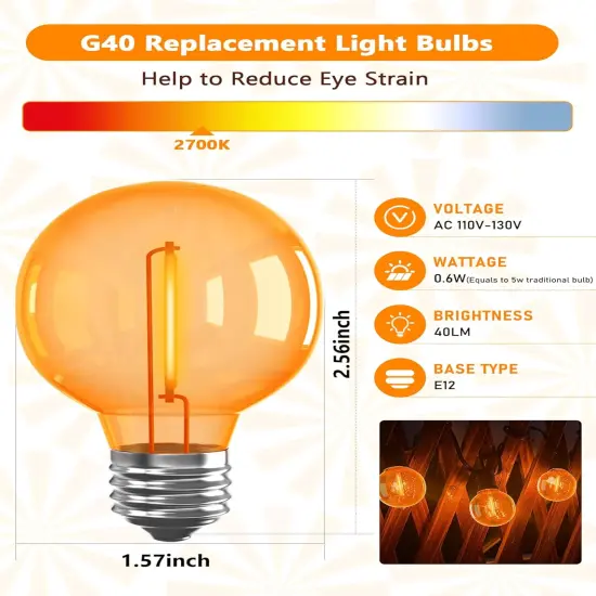 25Ft G40 Halloween Orange String Lights {2}