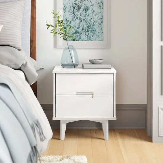 Farm House 2 Drawer Solid Wood Nightstand Medium White {3}