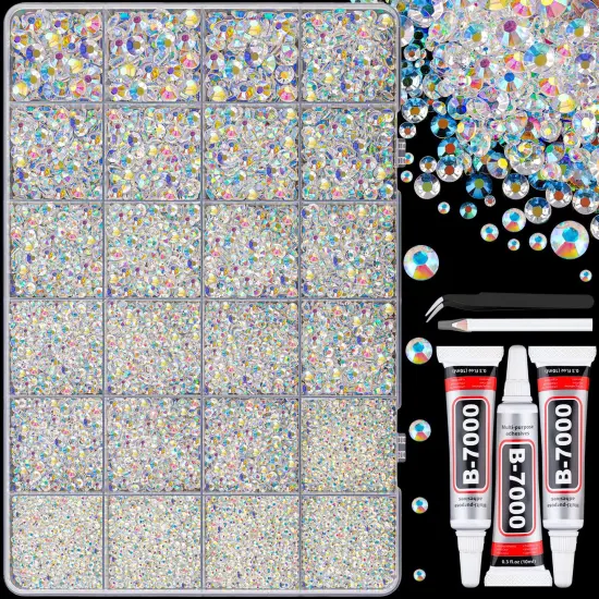 25000Pcs Resin Jelly Flatback Rhinestones with Tweezers and Glues - Transparent AB {1}