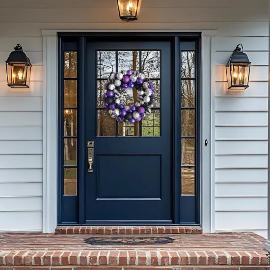Halloween Ball Wreath - Sliver Purple Black Color {3}