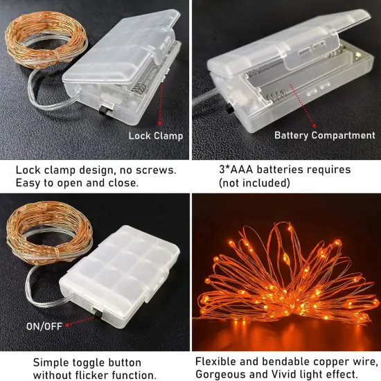 Silver Wire 33 Ft 100 LED USB Fairy String Lights with On/Off Switch (Orange) {2}