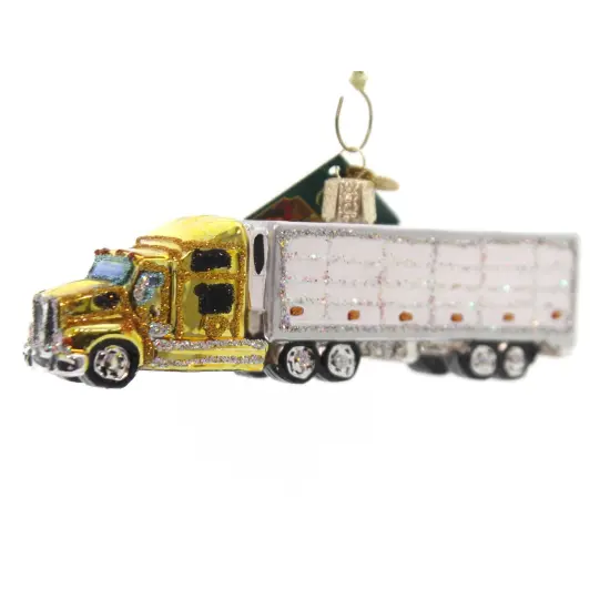 Old World Christmas 1.75 In Semi Truck Tree Ornament , Haul Load Goods Country White {1}