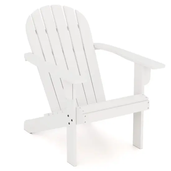 Acacia Wood Lounge Patio Adirondack Chair with Slatted Seat and High Inclined Backrest White {1}