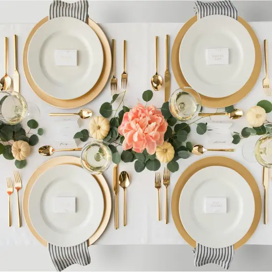 Gold Charger Plates, Set of 6, 13-Inch Round Plastic Plate Chargers for Dinner Plate, Table Setting, Elegant Wedding Decor {2}