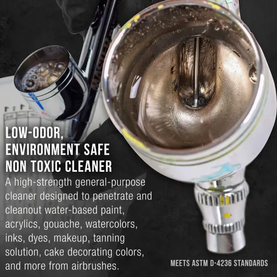 U.S. Art Supply Airbrush Cleaner, 1-Ounce Bottle - Fast Acting Cleaning Solution, Quickly Remove Water-Based Acrylic Paint, Watercolor, Makeup, Inks {3}