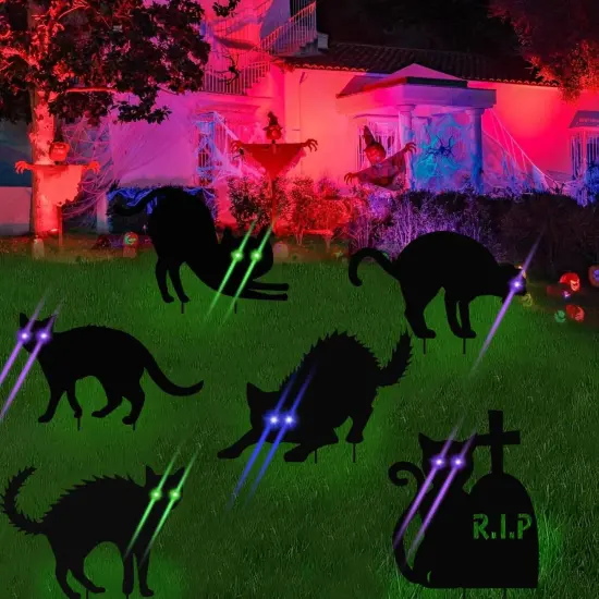 6 Packs Black Cat Halloween Decor Yard Signs with Stakes {1}
