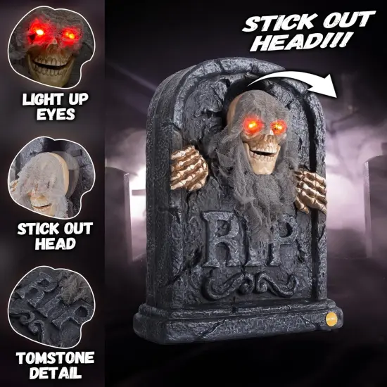 Halloween Animatronic Zombie Tombstone Animated Skeleton Decorations {3}