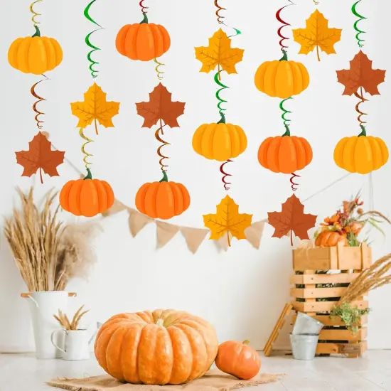 Fall Pumpkin and Maple Leaf Hanging Swirls {4}