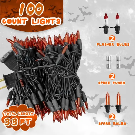 33FT 100 Count Incandescent Connectable Halloween Lights {4}