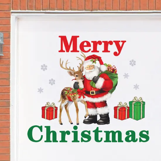 Collections Etc Merry Christmas Santa and Reindeer Garage Door Magnet {1}