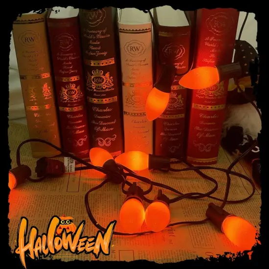 25Ft C9 LED Orange Halloween String Lights Outdoor Decorations {4}
