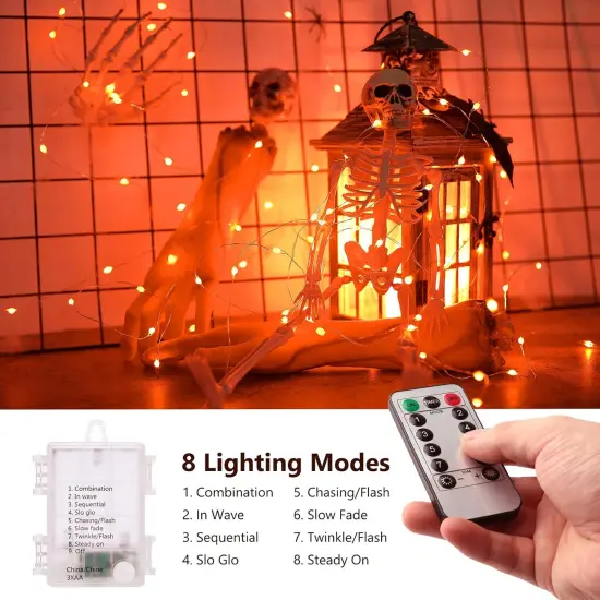 2 Pack 17.48ft 50 LED Halloween Fairy Lights with Remote {2}