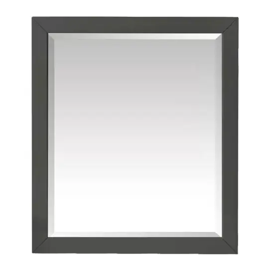 Solid Wood Frame 28x32 in. Rectangular Wall Bathroom Mirror Grey {2}