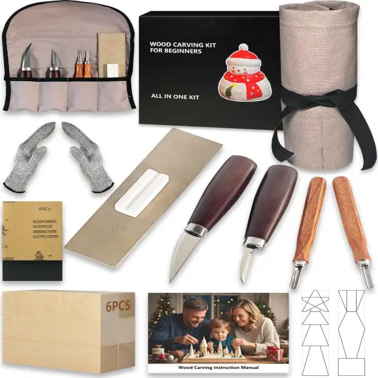 Wood Carving Kit for Beginners Whittling Kit with Template & Video Tutorials {1}
