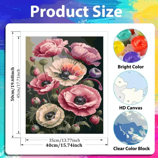Flowers Paint by Numbers Kit for Adults, Paint by Number Pink Flowers, Paint by Numbers Kit for Adults Beginner, Adults' Paint-by-Number Kits for Gift and Home Wall Decor 16x20 Inch {2}