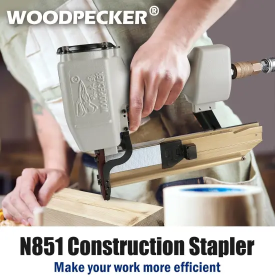 Woodpecker 16-Gauge 7/16-Inch Medium Crown Construction Stapler, Fits 1-Inch to 2-Inch Length Staples, Pneumatic Heavy Duty Wide Crown Stapler Gun {3}