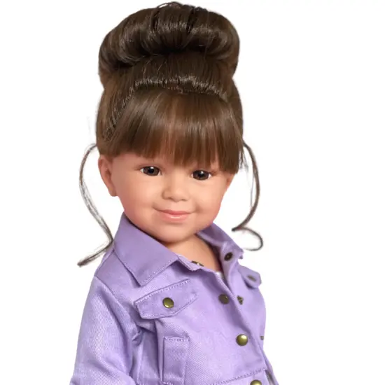 Kennedy Smiles Doll with Brown Hair & Brown Eyes &ndash; Lavender Dress, Denim Jacket & Sunny Day Hat {3}