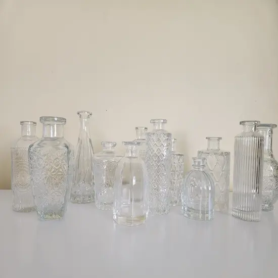 Glass Bud Vases Set of 12 &ndash; Mini Vintage Clear Vases for Wedding Centerpieces and Home Decor {1}