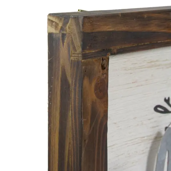 Northlight 18" Merry Christmas Framed Wood and Metal Wall Decoration Ivory {4}