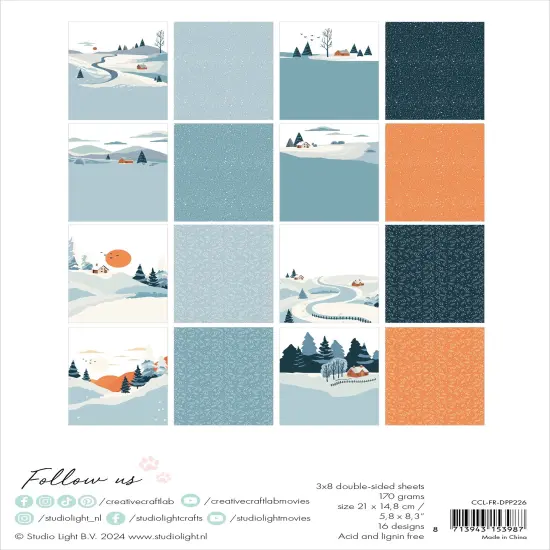 Studio Light Friendz Design Paper Pad 8.26"X5.83" 24/Pkg-Nr. 226, Winter Landscape {3}