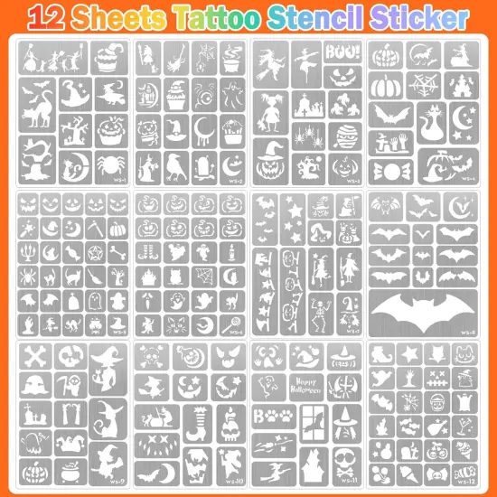 192 PCS Halloween Temporary Tattoo Stencils {2}