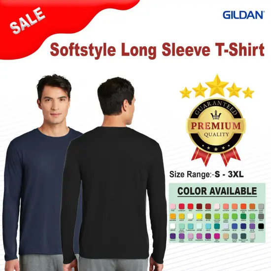 Gildan&reg; Softstyle Long Sleeve T-Shirt Navy {2}