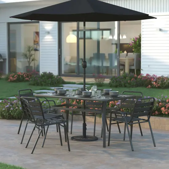 Emma and Oliver Keegan 19.25" Diameter Universal Sunburst Pattern Cement Patio Umbrella Base with Weatherproof Plastic Polymer Coating Bronze {3}
