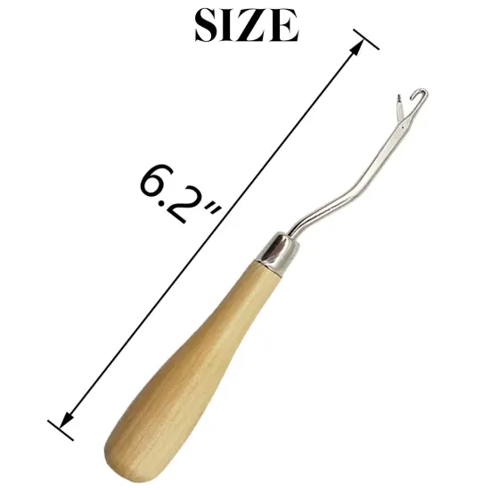 ROYHOO 10PCS Wooden Bent Latch Hook Tool Knitting Tool Needle Hook with Wood Handle for Crafts Carpet {3}